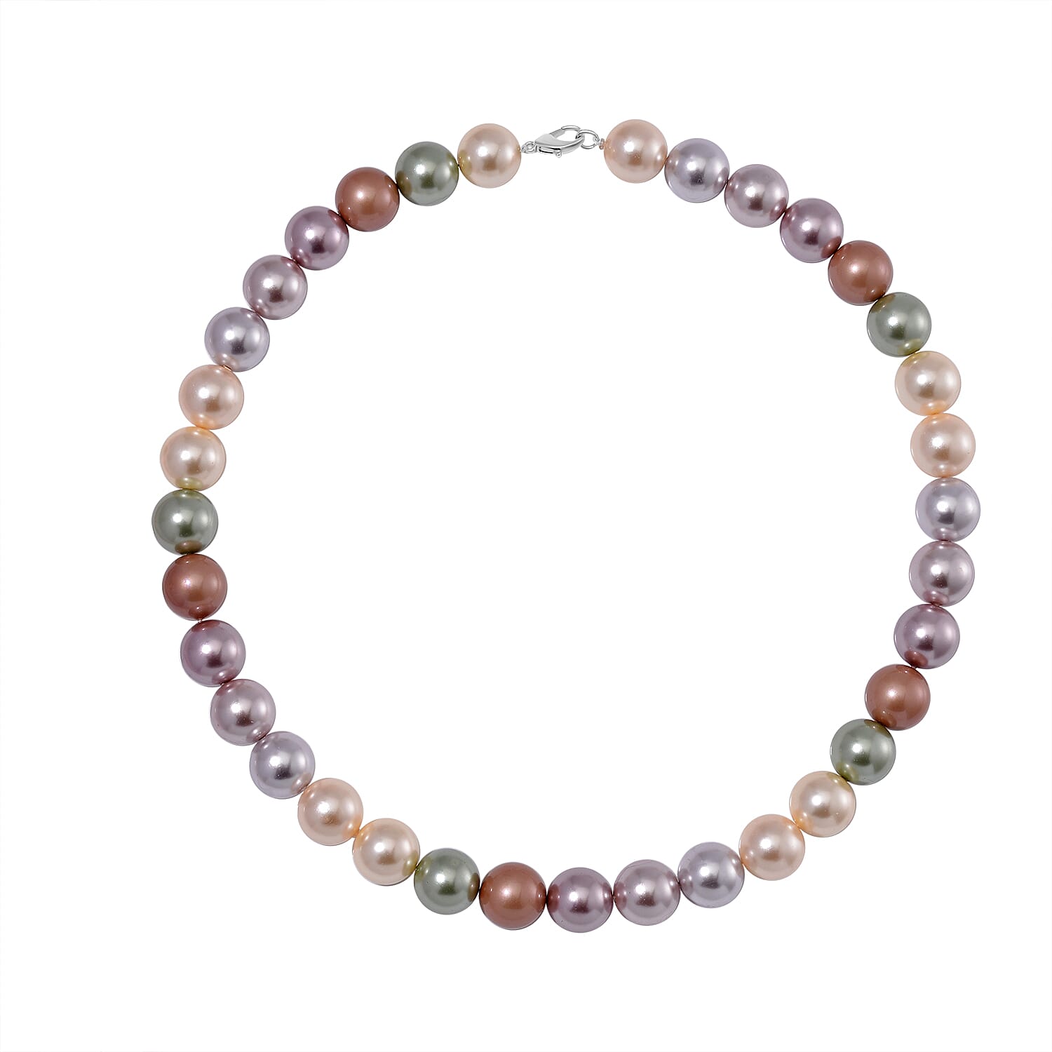 Multi Color Shell Pearl Necklace (Size - 20) Pure White Stainless Steel 630.00 ct 630.000 Ct.