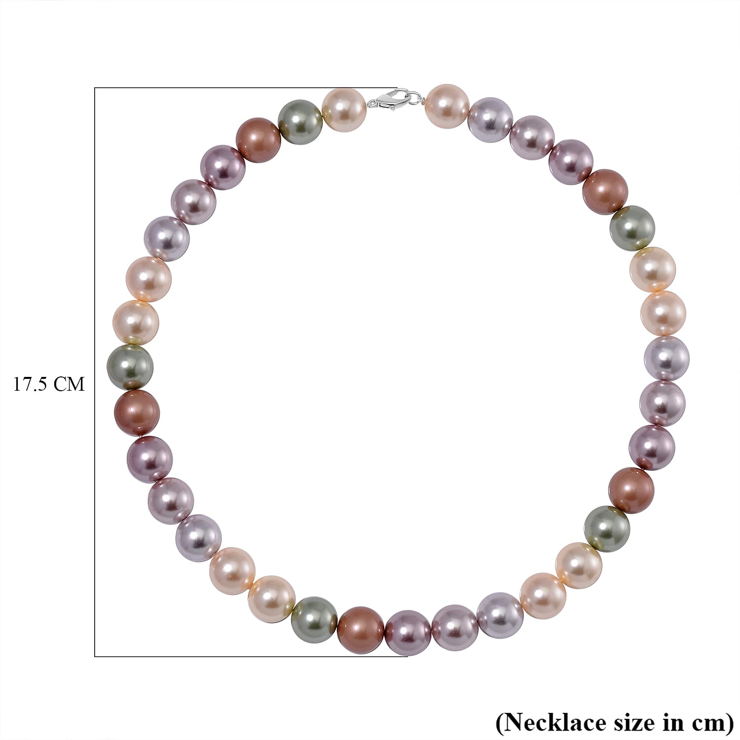 Multi Color Shell Pearl Necklace (Size - 20) Pure White Stainless Steel 630.00 ct 630.000 Ct.