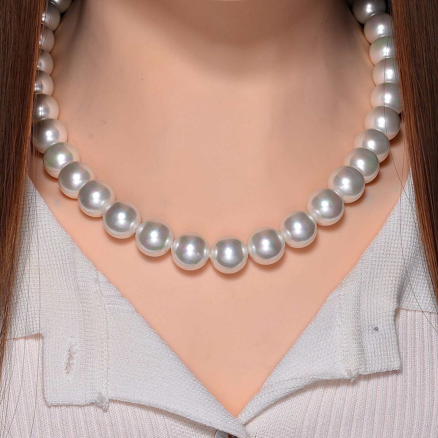 White Shell Pearl Necklace (Size - 20)