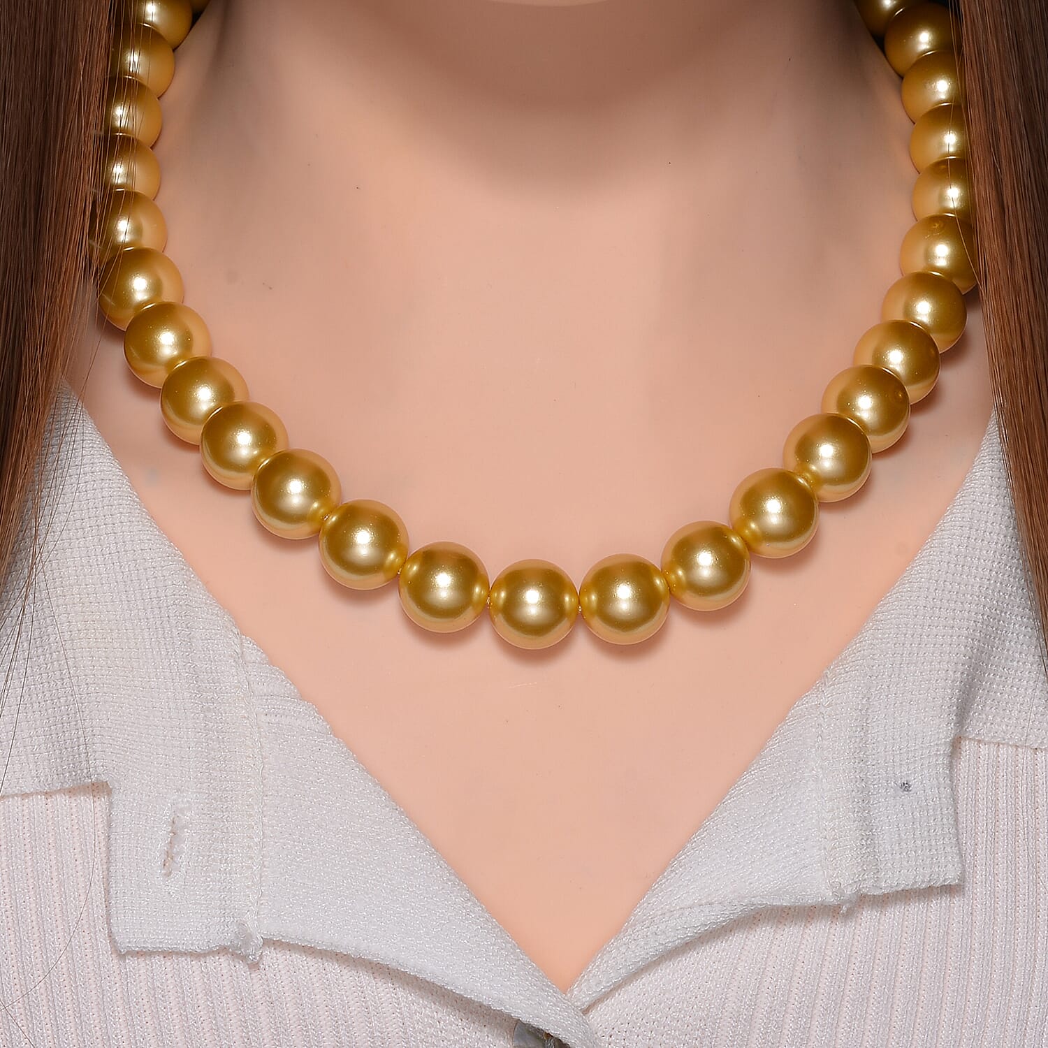 Golden Color Shell Pearl Necklace (Size - 20)