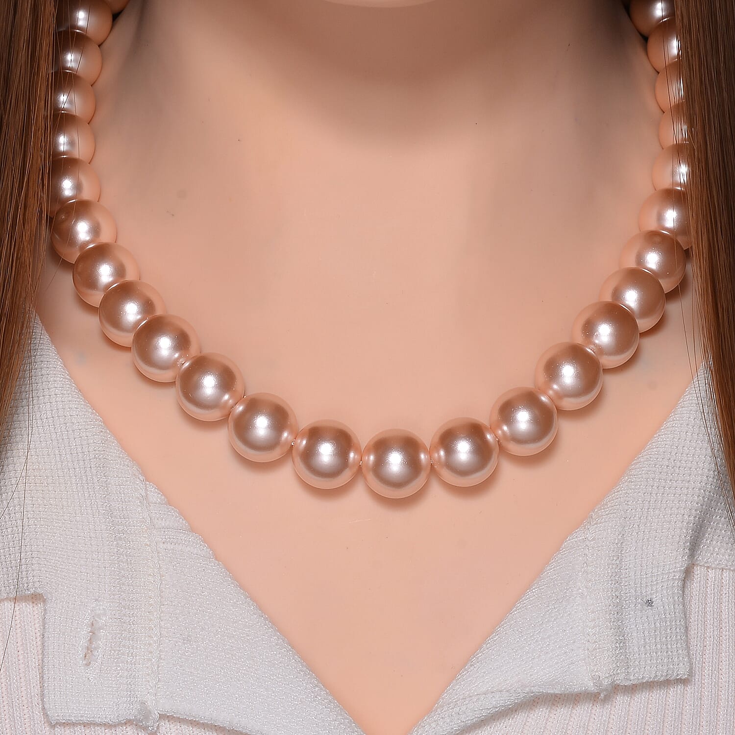 Pink Shell Pearl Necklace (Size - 20)