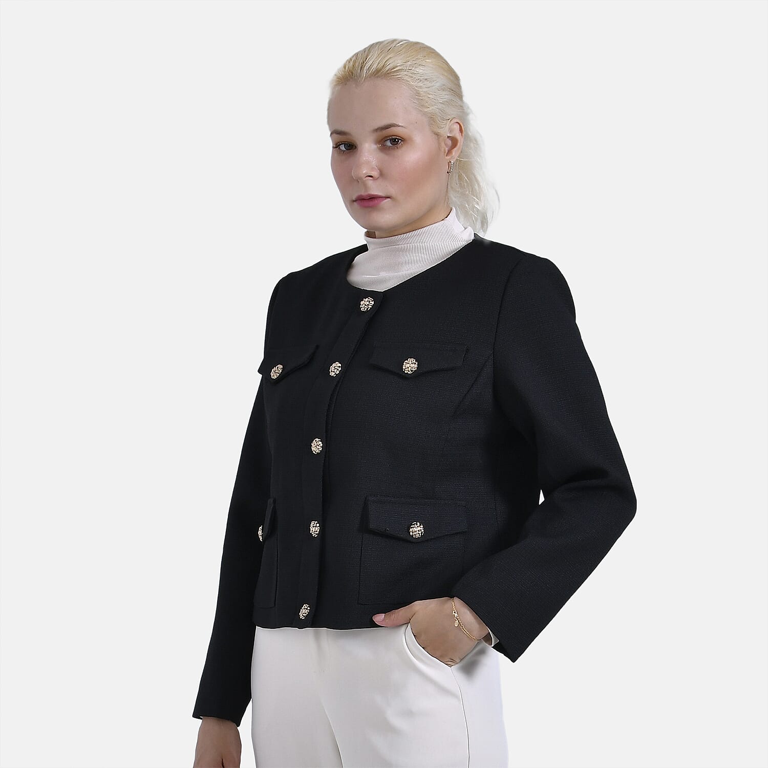 La-Marey-Patterned-Blazer-Size-14-Black-Black