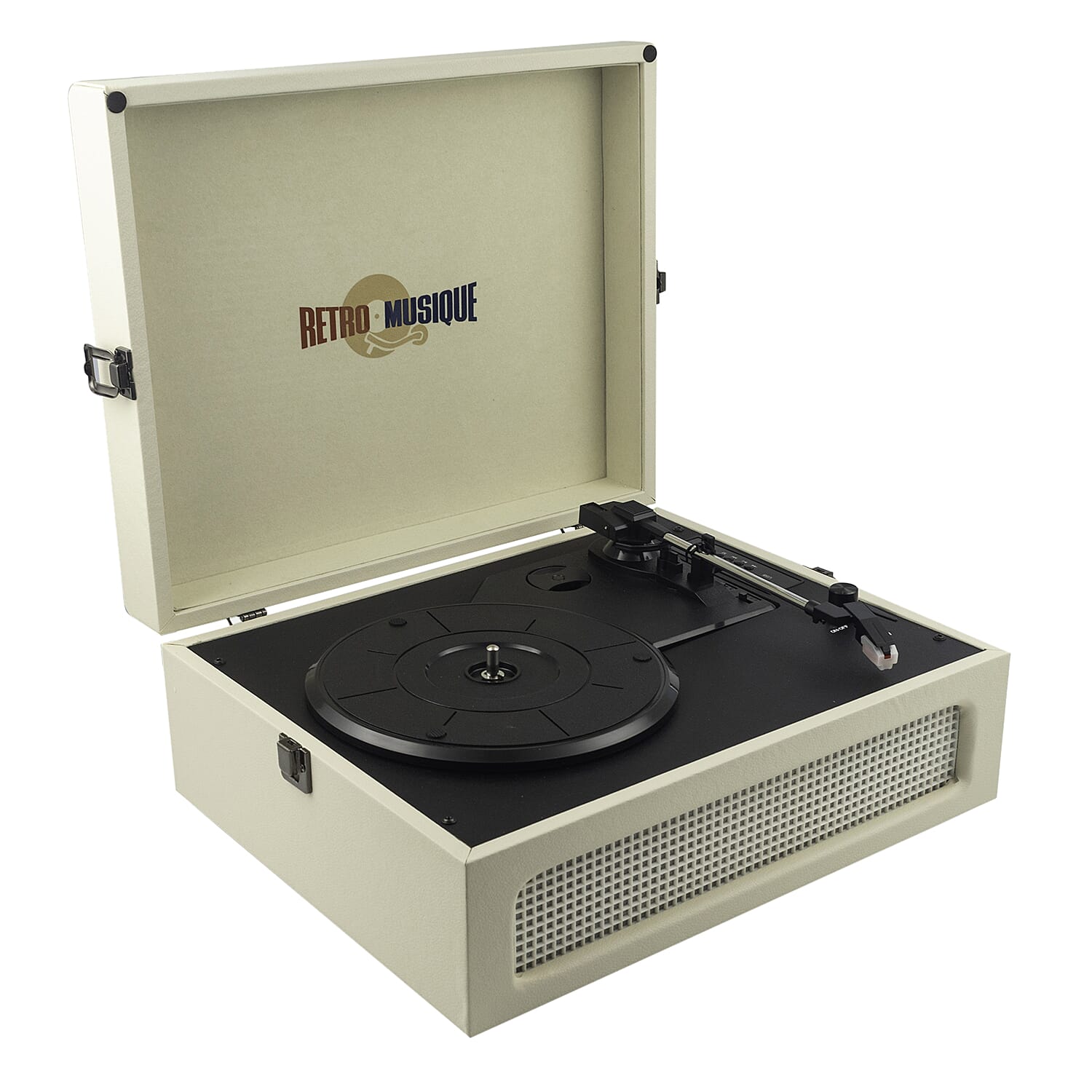 High Fidelity Belt Drive Bluetooth Turntable with Built-in Speakers, Vinyl Record Player with Magnetic Cartridge, Wireless Playback and Aux-in Functionality, Auto Off with FREE Elvis Vinyl- Cream