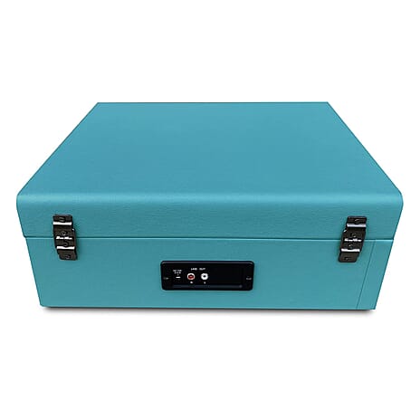 Retro Musique Bluetooth Suitcase Style Record Player With FM Radio LED Display Panel, Built-in Speakers - USB-TF Card Reader includes 1 x 4GB USB - Turquoise