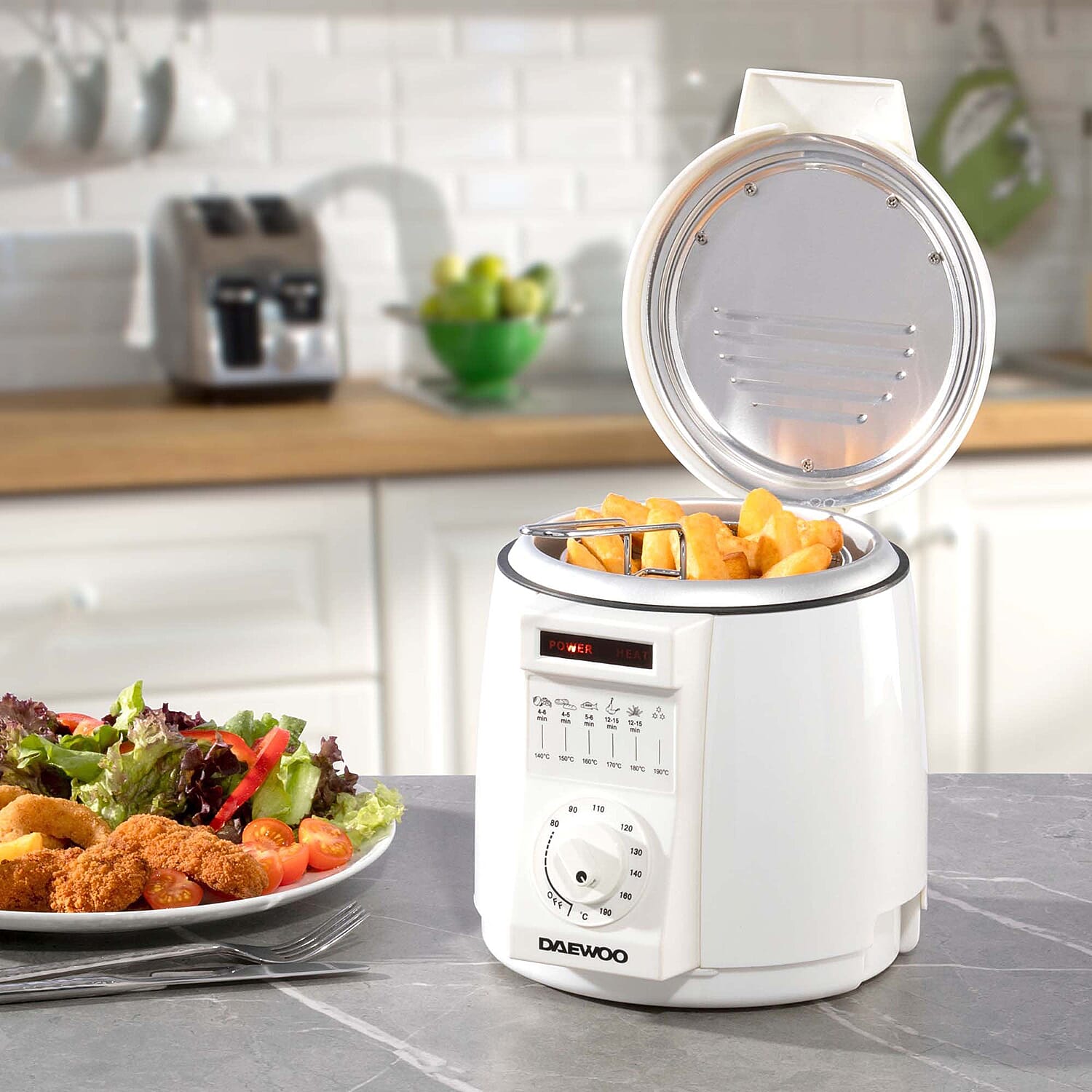 1L Mini Compact Deep Fat Fryer (840W) - White