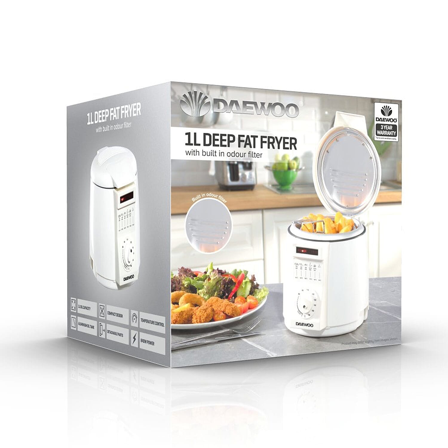 1L Mini Compact Deep Fat Fryer (840W) - White