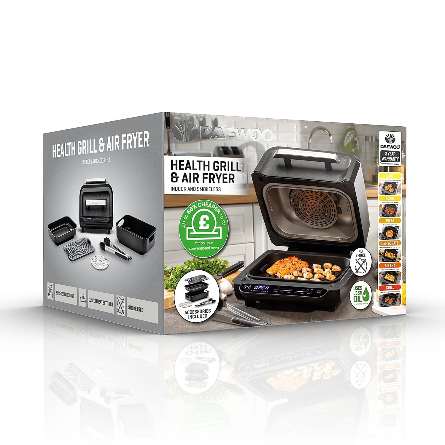 8 in 1 Multi Functional Health Grill and Air Fryer (1700W) - Black