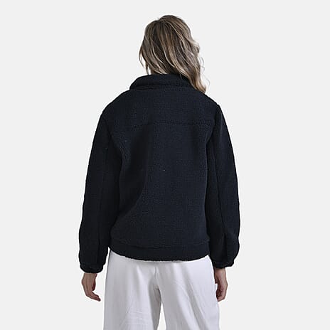 La Marey Ladies Fleece Button-Up Jacket (Size M) - Black