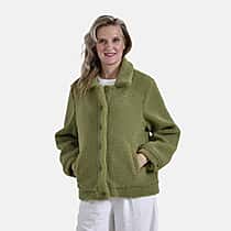 La Marey Fleeced Button Up Jacket with 2 Side Pockets  - Green