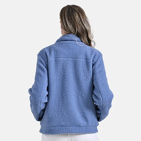 La Marey Ladies Fleece Button Up Jacket (Size 8 to 10) - Blue