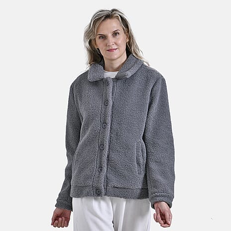 La Marey Ladies Fleece Button Up Jacket (Size 20 to 22) - Grey