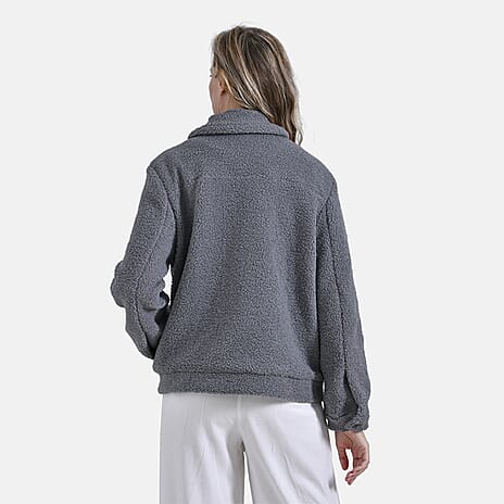 La Marey Ladies Fleece Button Up Jacket (Size 20 to 22) - Grey