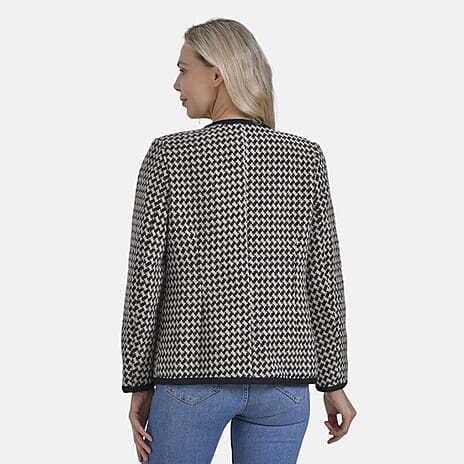 La Marey Houndstooth Boucle Jacket (Size 16) - Brown