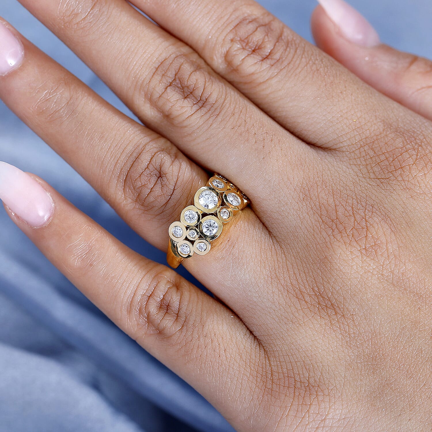 Moissanite Bubble Ring in Sterling Silver