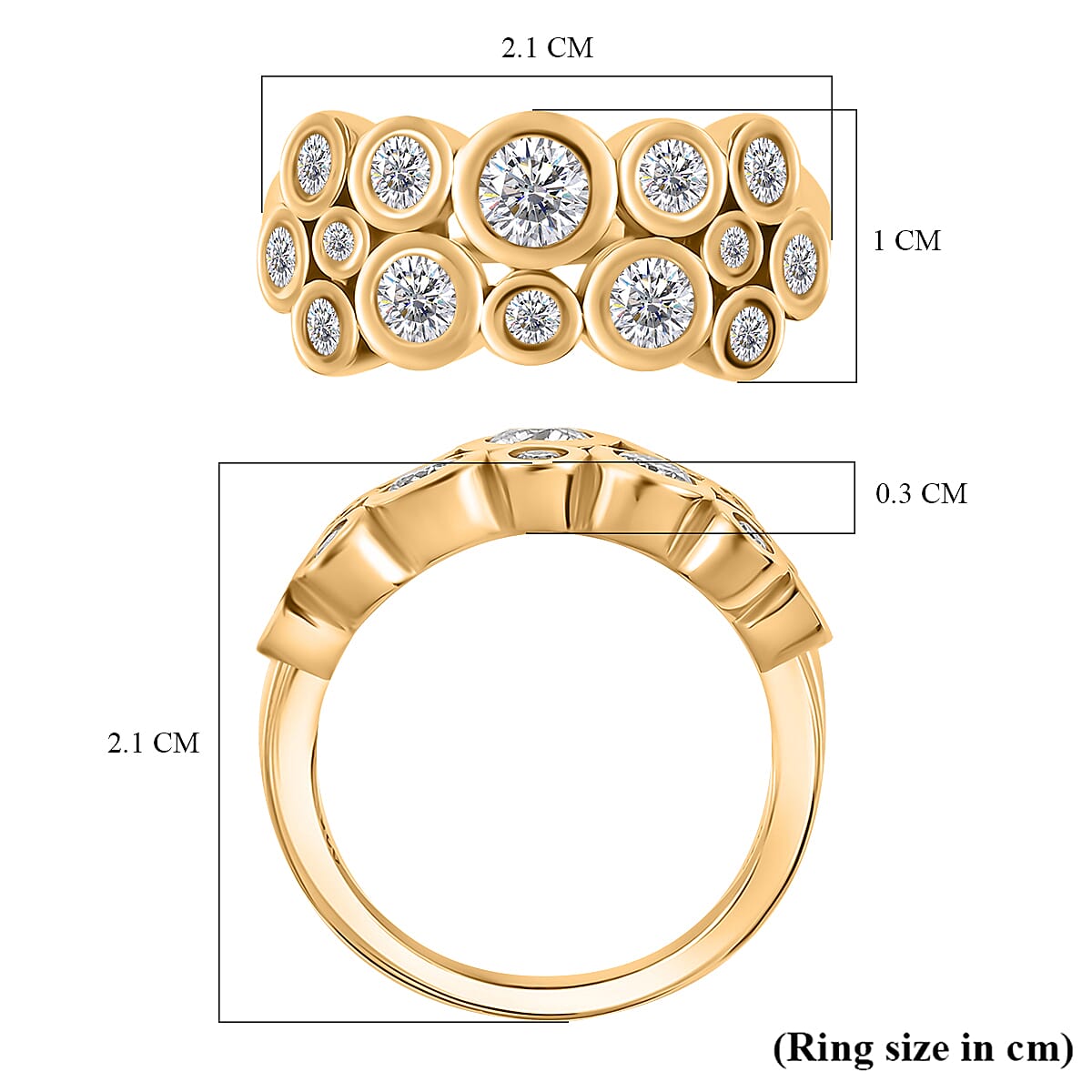 Moissanite Bubble Ring in Sterling Silver