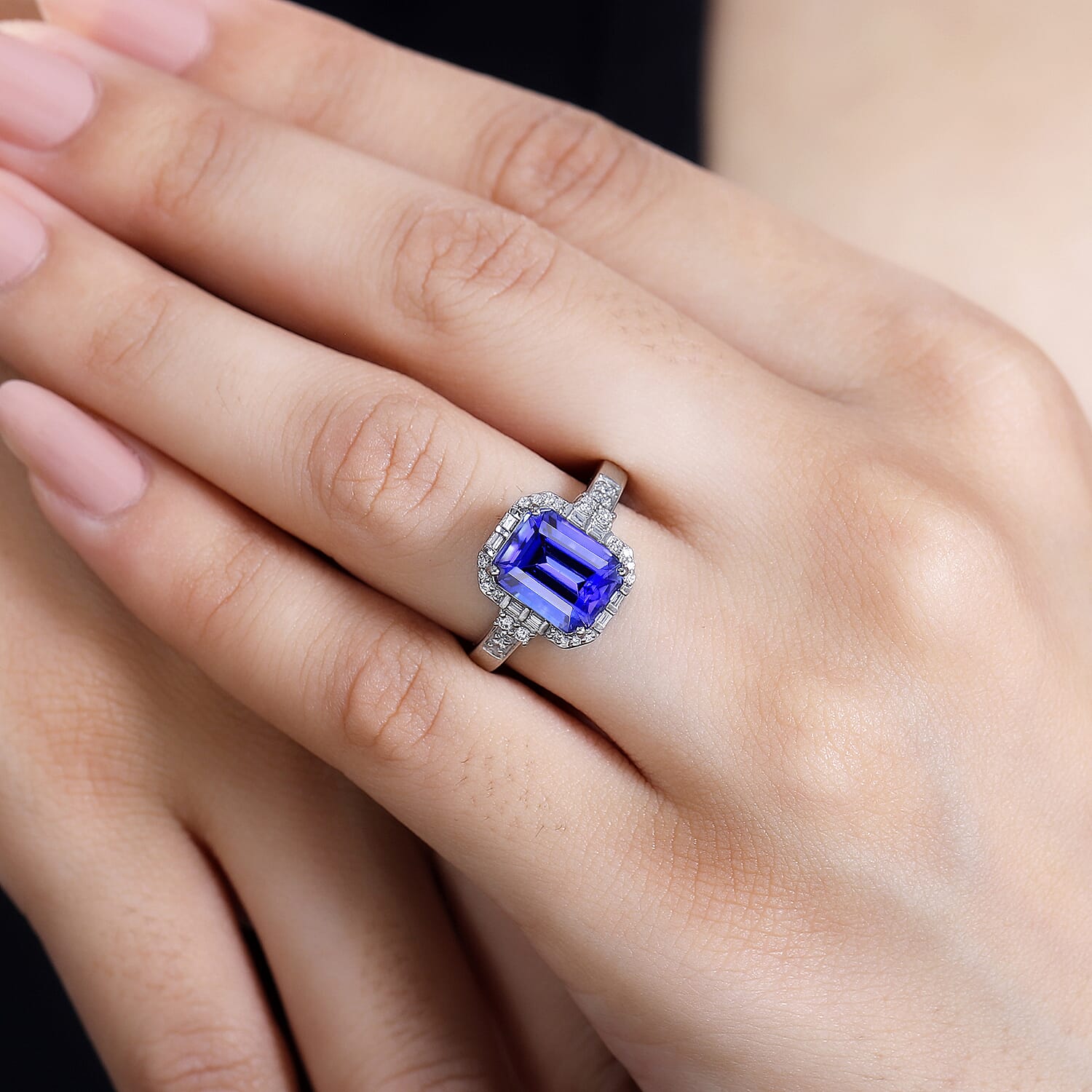 RHAPSODY 950 Platinum  AAAA  Tanzanite & Diamond  (EF-VS) Ring 3.54 ct,  Platinum Wt. 7 Gms