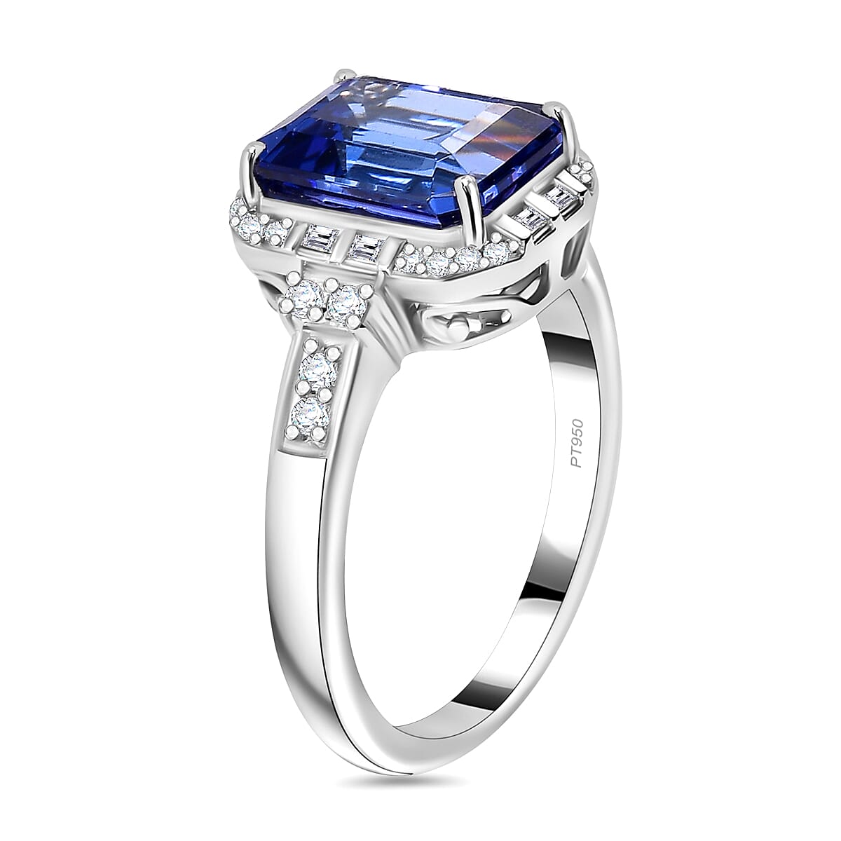 RHAPSODY 950 Platinum  AAAA  Tanzanite & Diamond  (EF-VS) Ring 3.54 ct,  Platinum Wt. 7 Gms