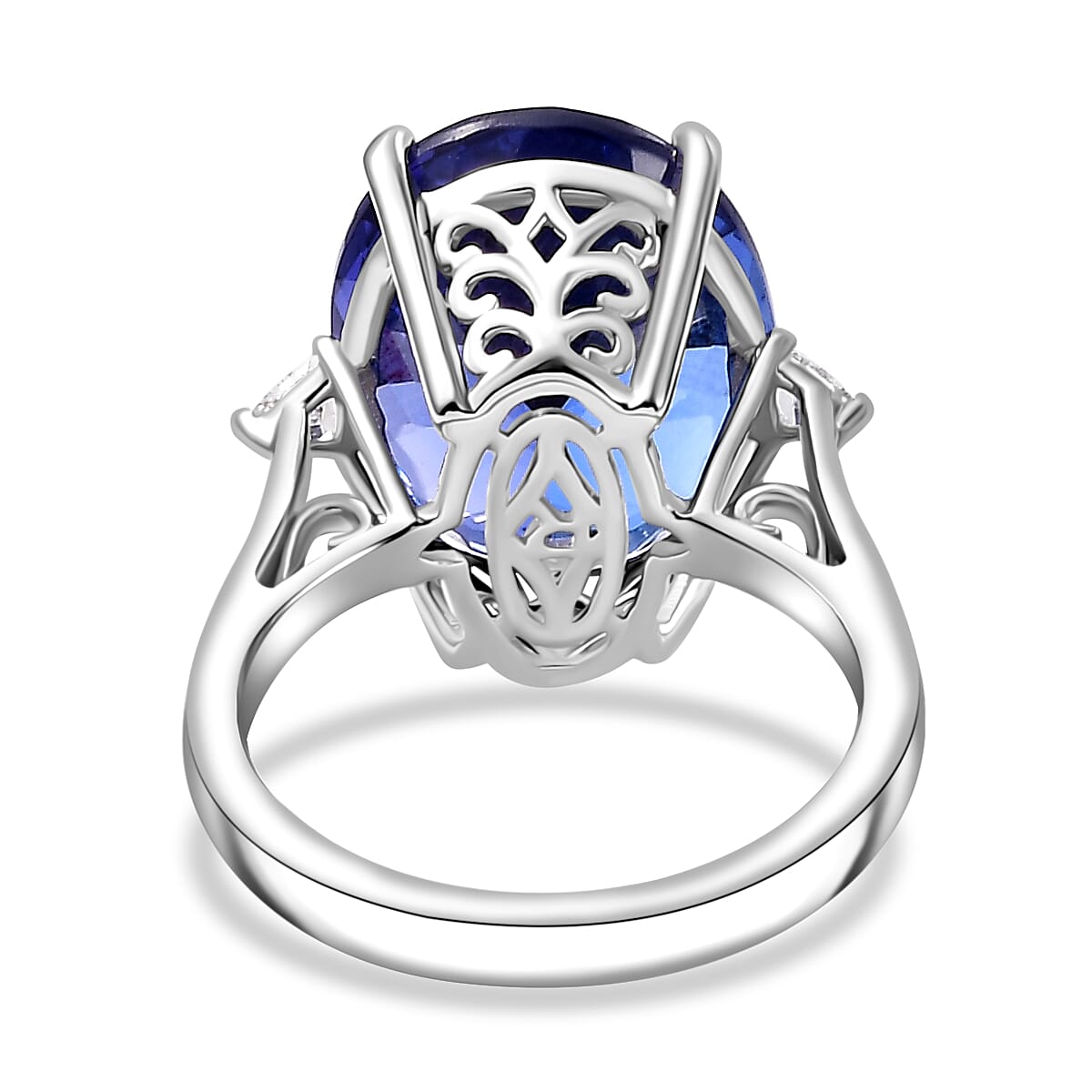 RHAPSODY 950 Platinum  AAAA  Tanzanite & Diamond VS-EF Solitaire Ring 12.80 ct,  Platinum Wt. 8.39 Gms