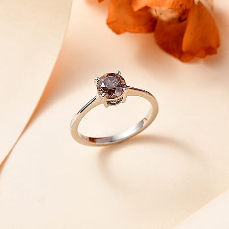 5th Avenue Mega Close Out- 950 Platinum Certified Natural Champagne Diamond Solitaire Ring 1.00  Cts.
