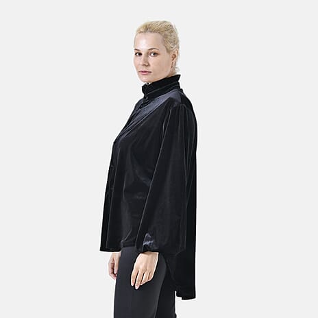 La Marey Festive Velvet Blouse (Size 8 to 10) - Black