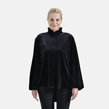 La Marey Festive Velvet Blouse (Size 8 to 10) - Black