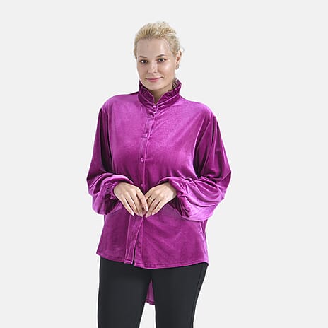 La Marey Festive Velvet Blouse (Size 20 to 22) - Purple