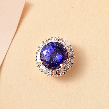 ILIANA 18K Yellow Gold AAA Tanzanite & Diamond SI-GH Solitaire Pendant 3.00 Ct.