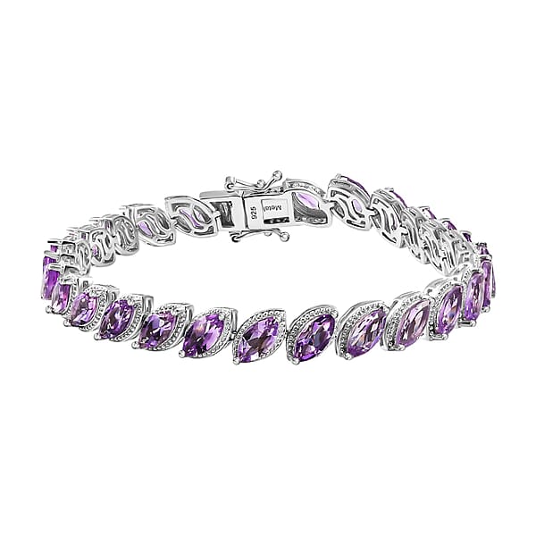 •AMETHYST - CLUSTER• linked silver bracelet (7.25