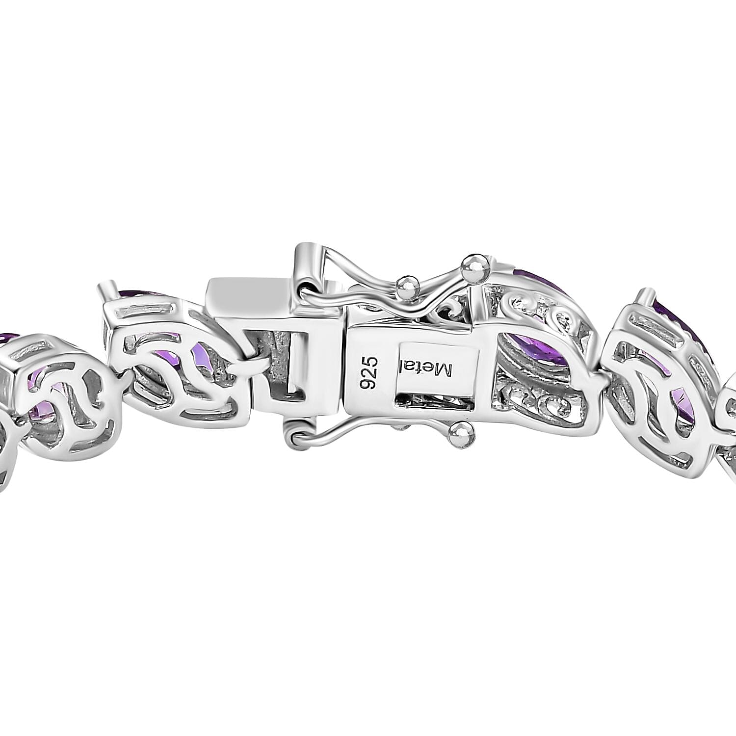 Rose De Morocco Cluster Bracelet (Size - 7.5) in rhodium Sterling Silver 13.00 ct, Silver Wt. 16.61 Gms 12.922 Ct.