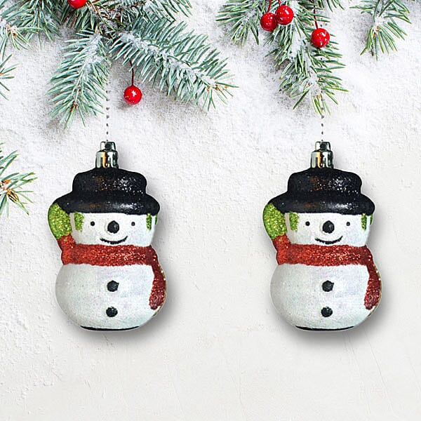 Christmas Decoration Specials- 2 Piece Glitter Snowman Baubles