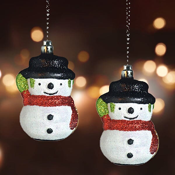 Christmas Decoration Specials- 2 Piece Glitter Snowman Baubles