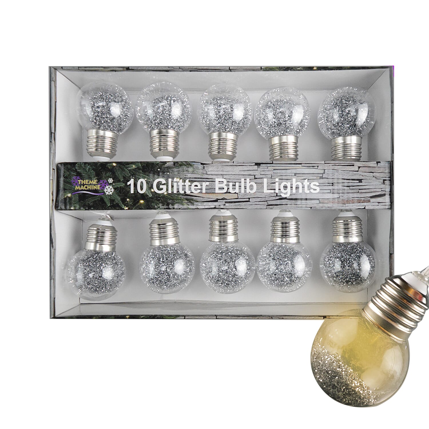 Christmas Decoration Specials- 10 Piece Glitter Light Bulbs