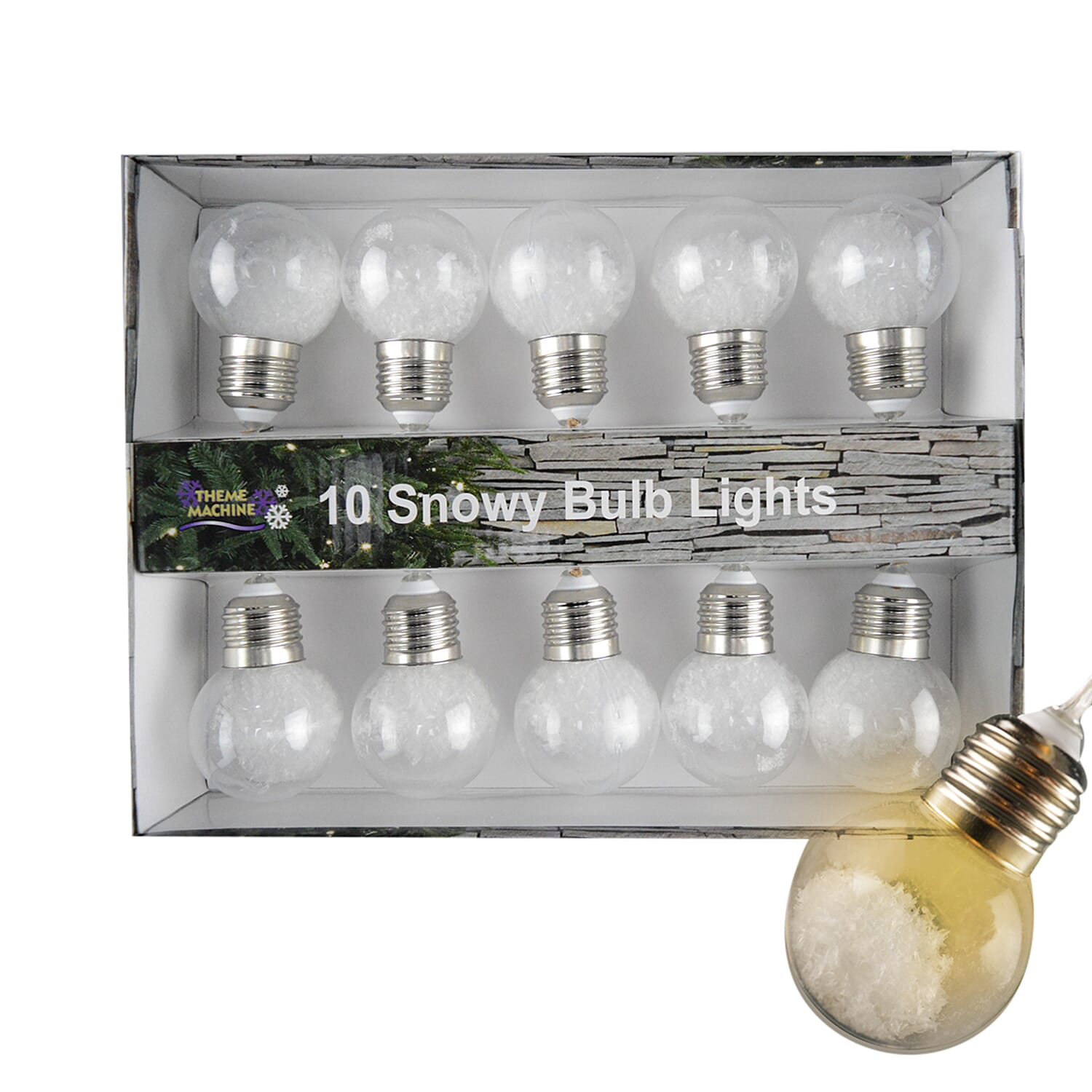 Christmas Decoration Specials- 10 Piece Glitter Light Bulbs - Snow