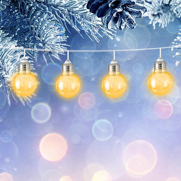 Christmas Decoration Specials- 10 Piece Glitter Light Bulbs - Snow