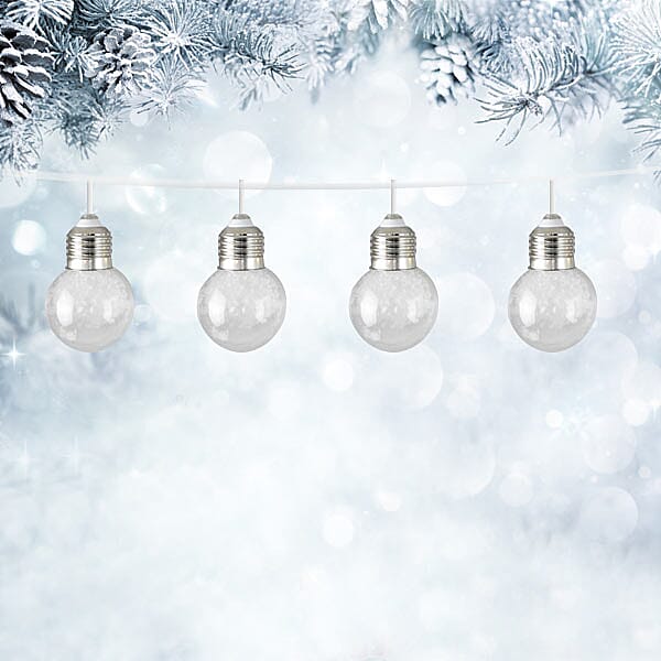 Christmas Decoration Specials- 10 Piece Glitter Light Bulbs - Snow