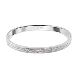 White Swarovski Crystal Bangle (Size in 7.25) in White Tone