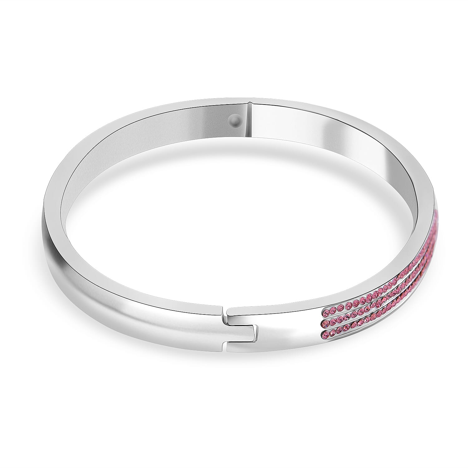 Pink Crystal Hinged Bangle (Size 7.25)