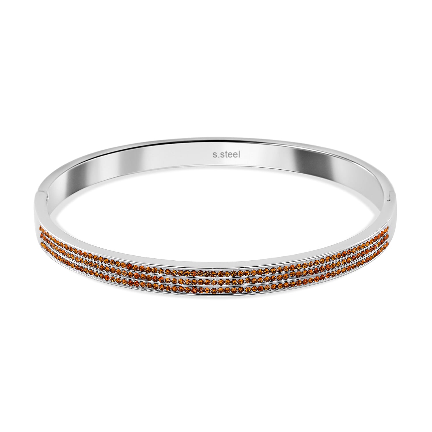 Yellow Crystal Hinged Bangle (Size 7.25)