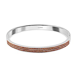 White Swarovski Crystal Bangle (Size in 7.25) in White Tone