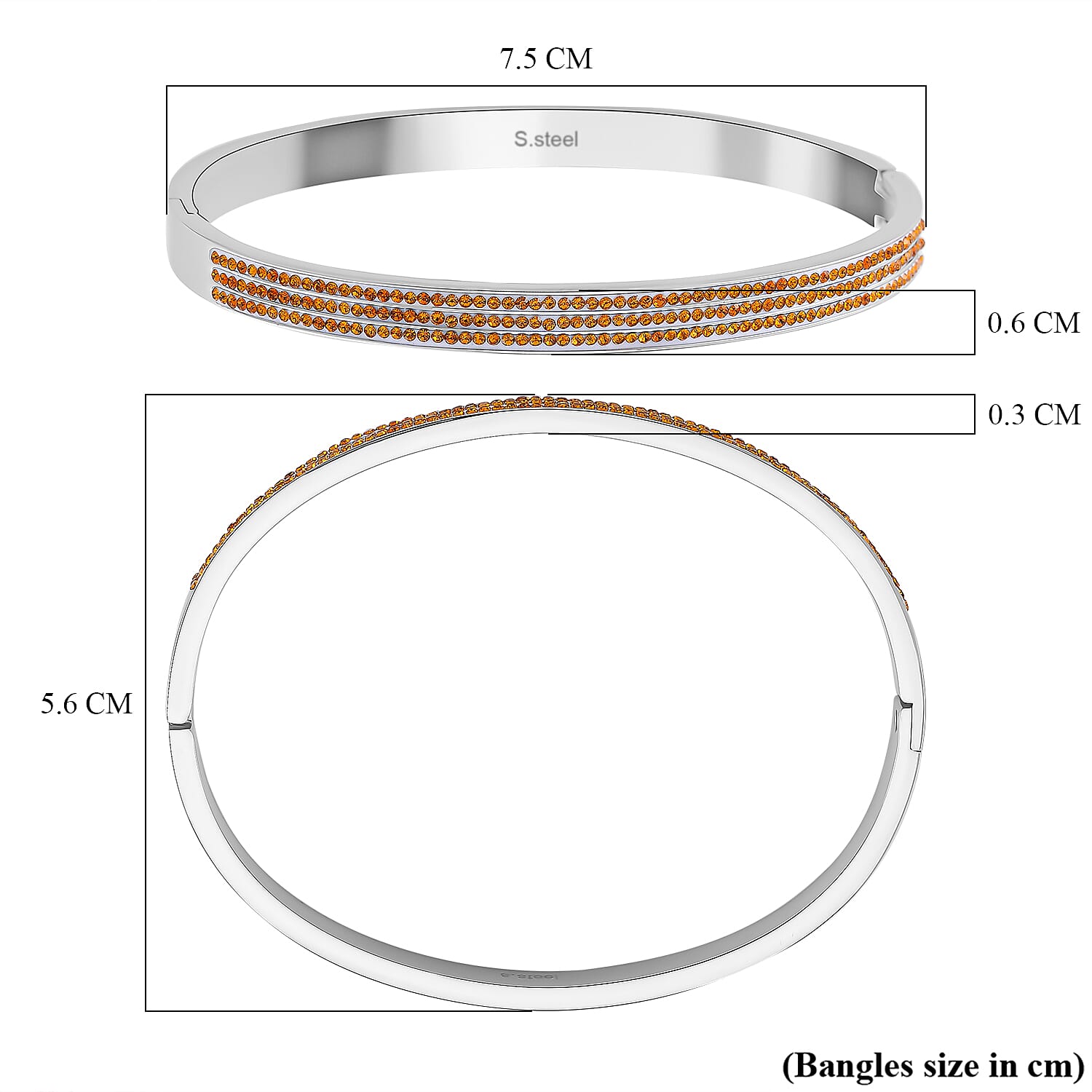 Yellow Crystal Hinged Bangle (Size 7.25)