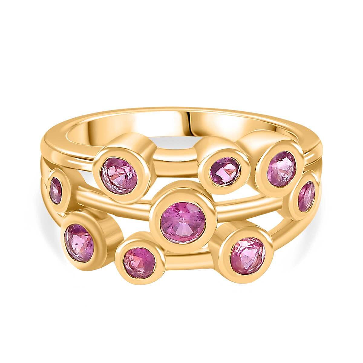 Gemfields Montepuez Ruby  Bubble Ring in 18K YG Vermeil Sterling Silver 1.24 ct