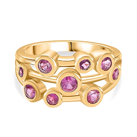 Gemfields Montepuez Ruby  Bubble Ring in 18K YG Vermeil Sterling Silver 1.24 ct
