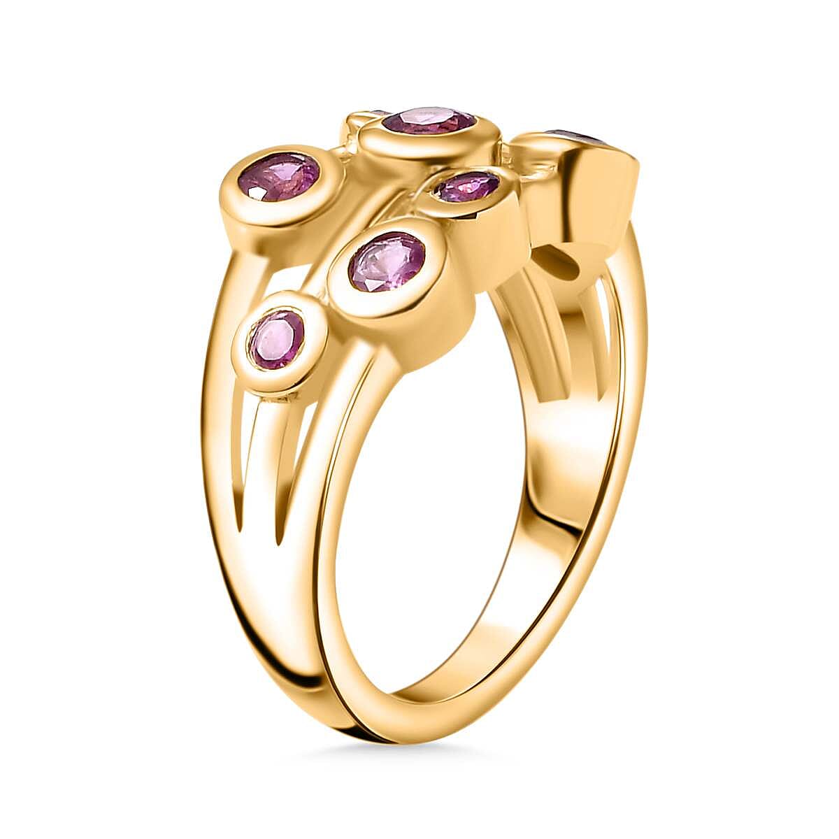 Gemfields Montepuez Ruby  Bubble Ring in 18K YG Vermeil Sterling Silver 1.24 ct