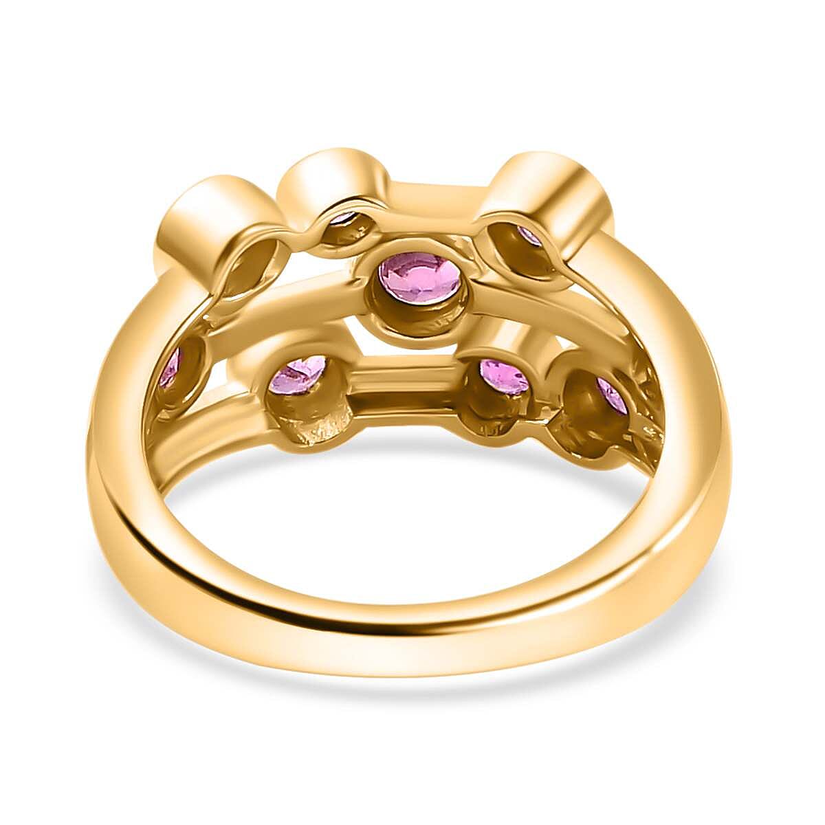 Gemfields Montepuez Ruby  Bubble Ring in 18K YG Vermeil Sterling Silver 1.24 ct