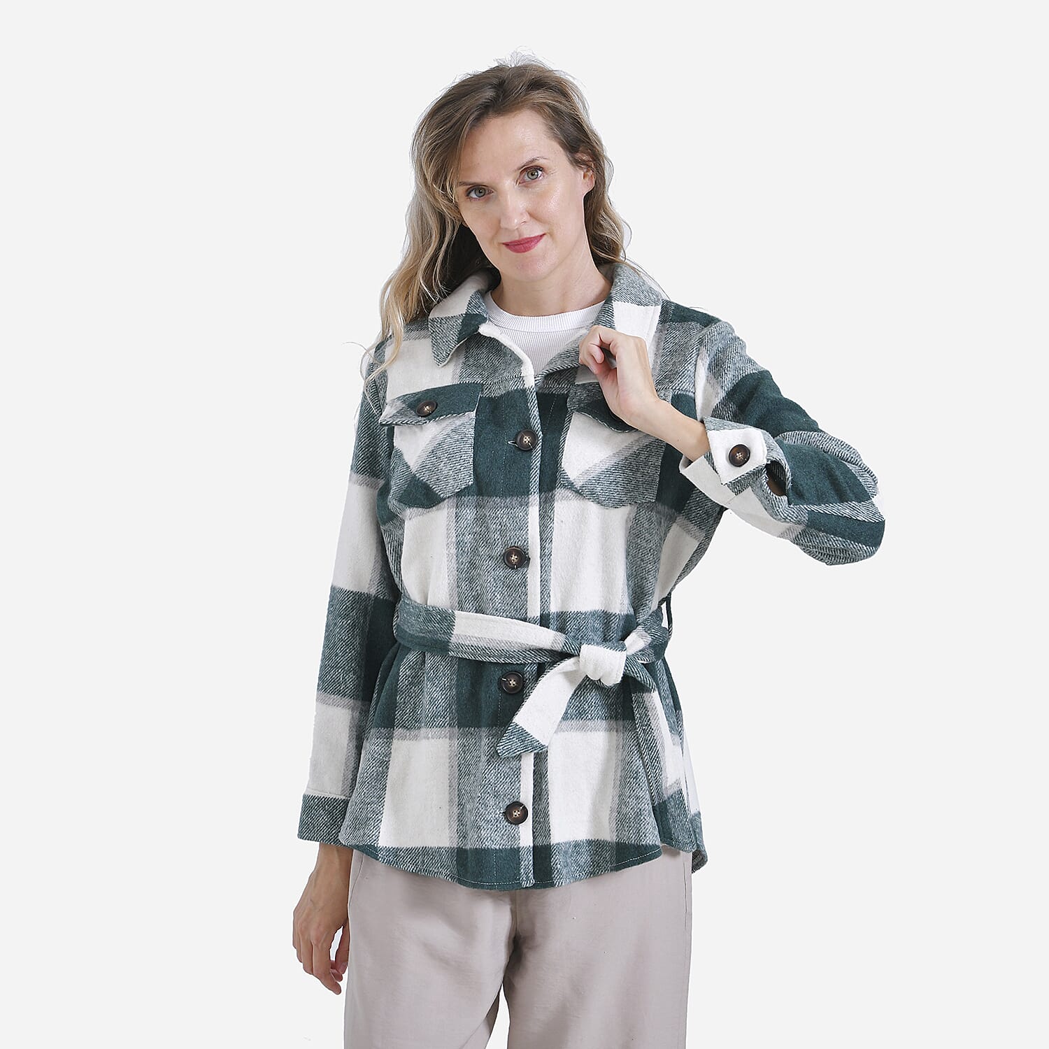  La Marey Checked Belted Winter Shirt