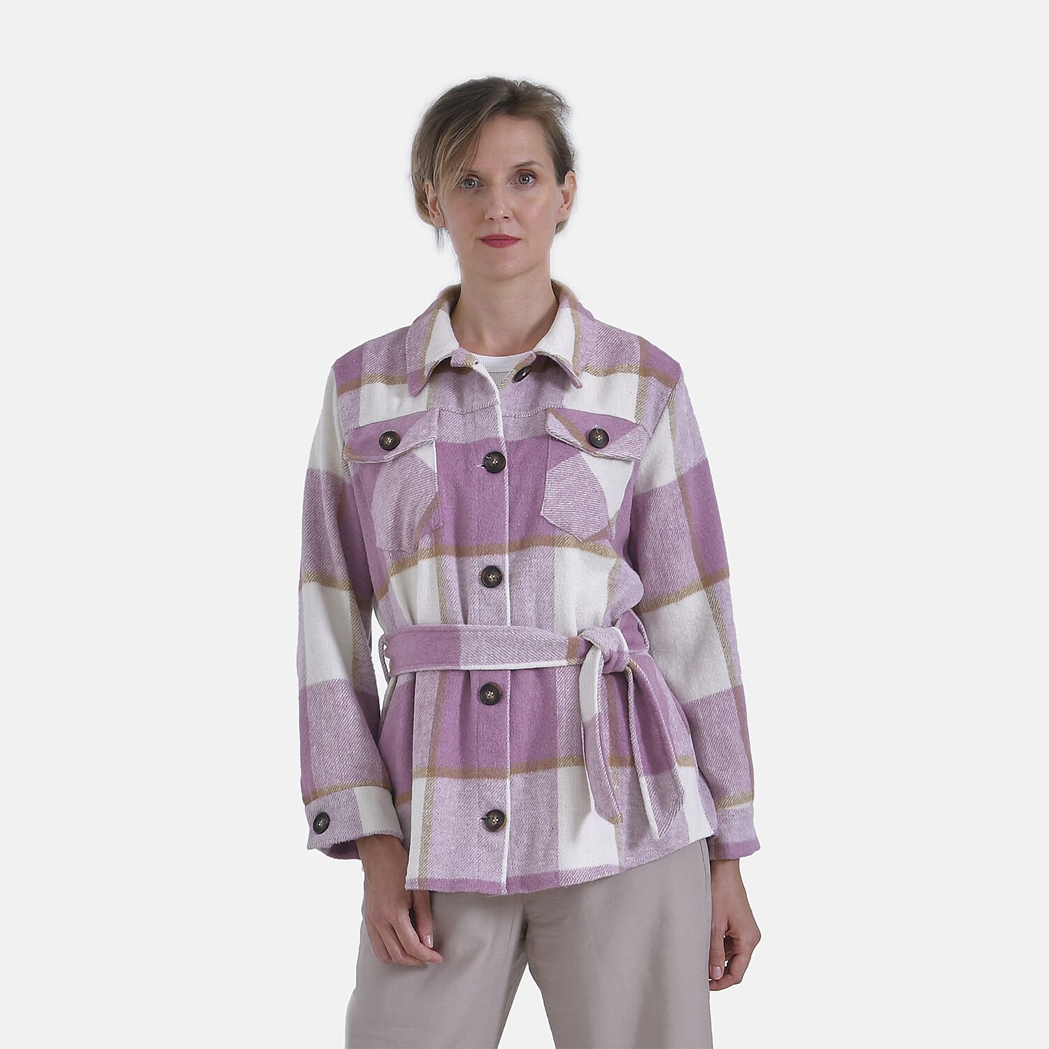  La Marey Checked Belted Winter Shirt