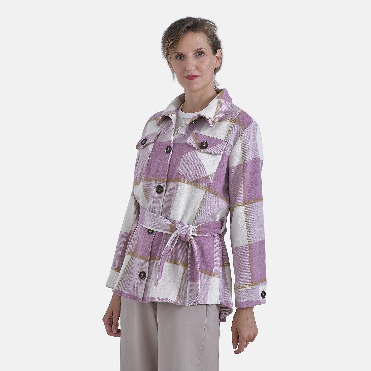  La Marey Checked Belted Winter Shirt
