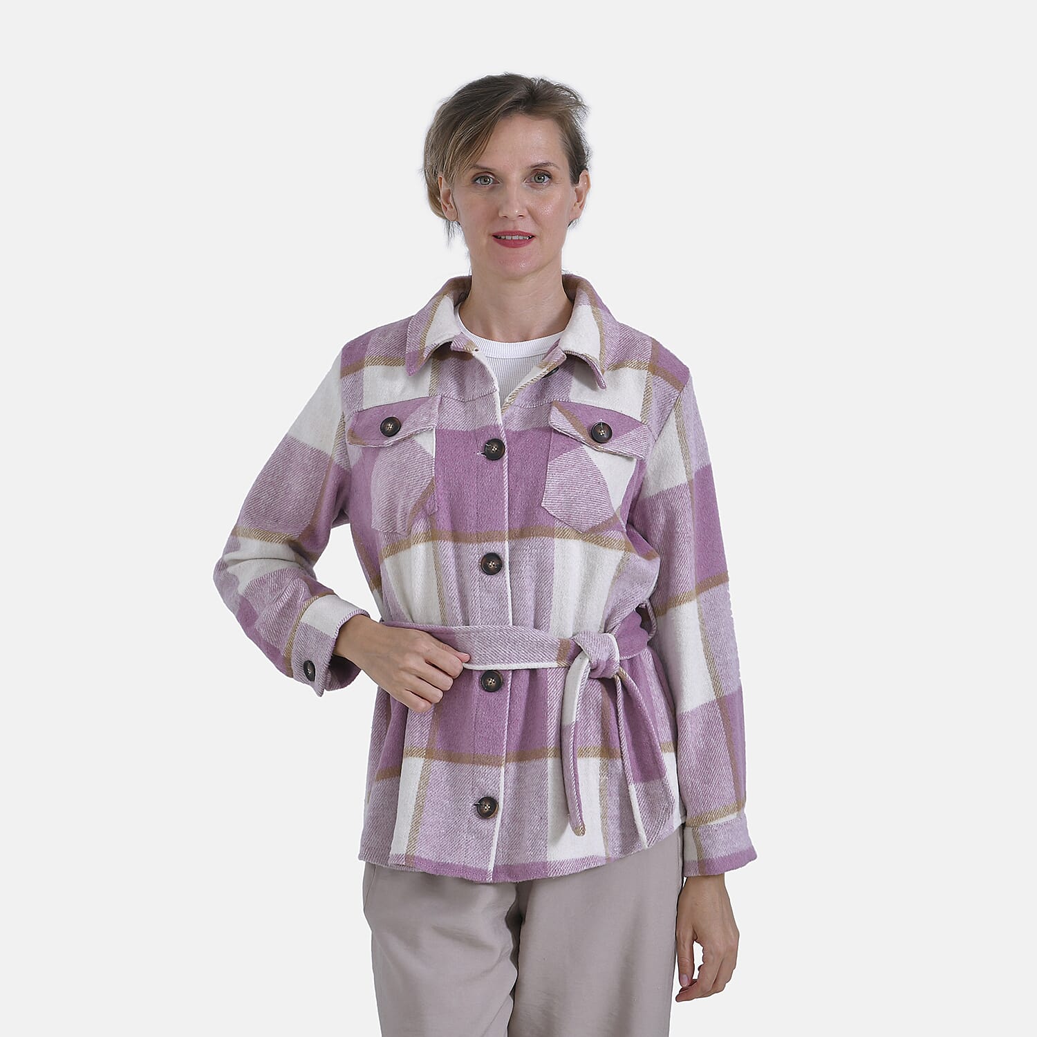  La Marey Checked Belted Winter Shirt