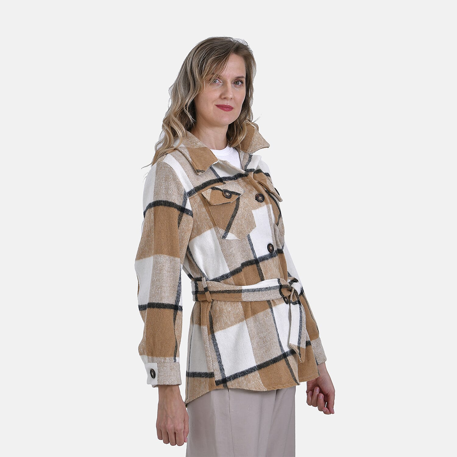  La Marey Checked Belted Winter Shirt