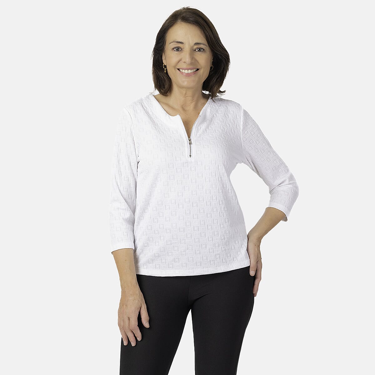 Auburn Polyester Knitted Blouse (Size 1x1 cm) - Ivory